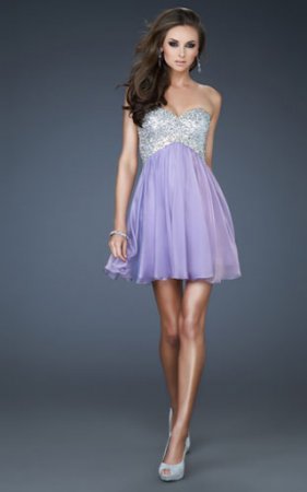 Sexy Lavender Heart Shaped Strapless A-Line Short Sequin Dress